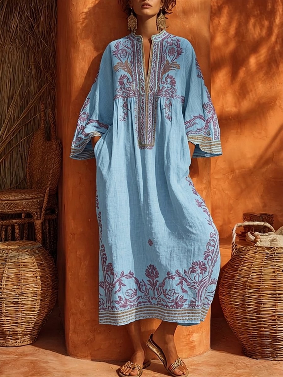 Lois - Soepelvallende geborduurde boho jurk voor dames