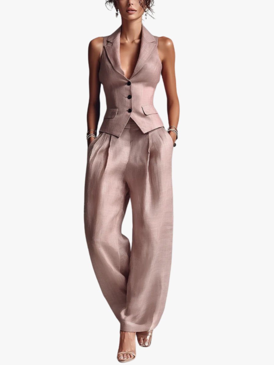 Silke - Elegante tweedelenset met halter revers voor dames