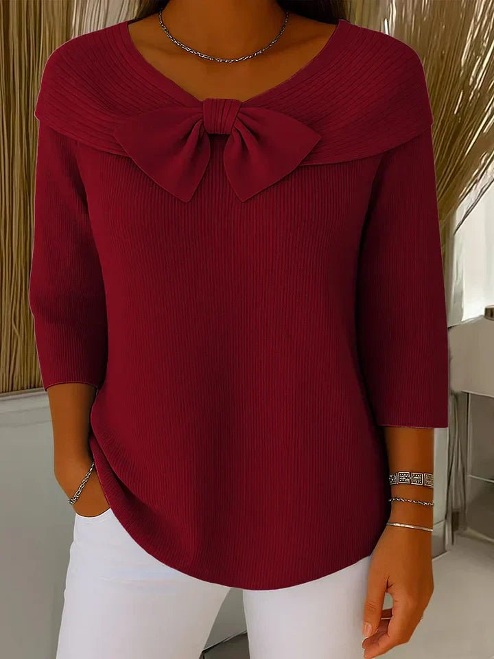 Tessa - Elegante gebreide top met strikdetail voor dames