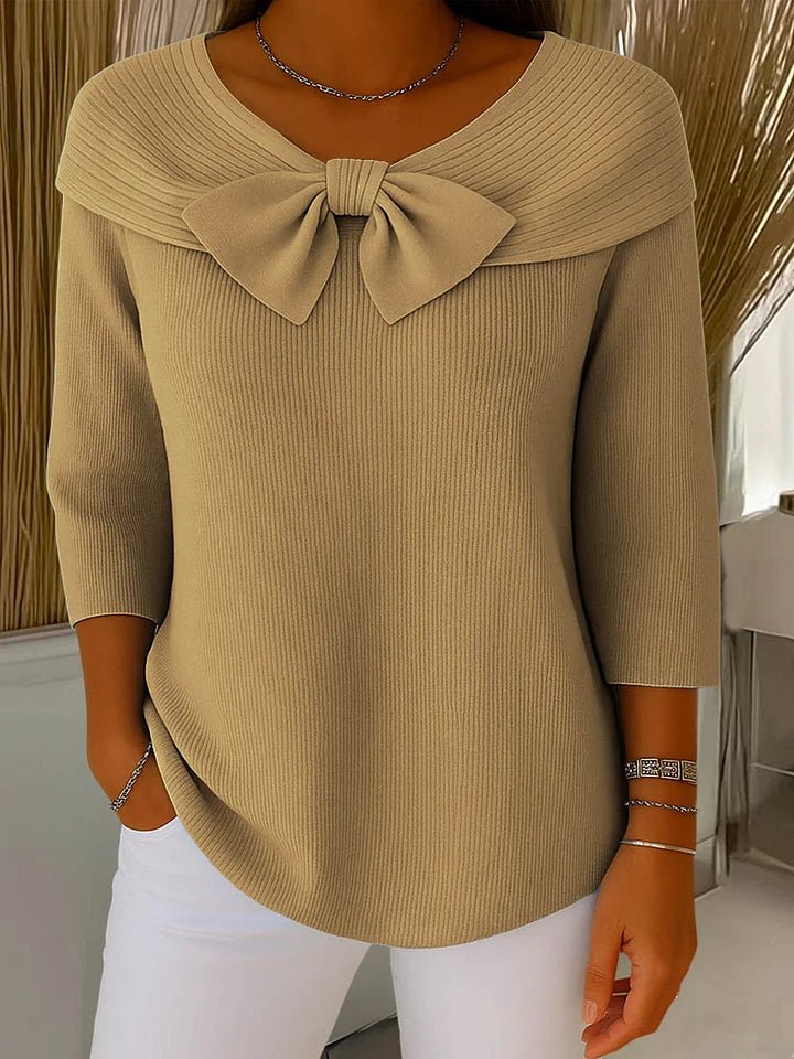 Tessa - Elegante gebreide top met strikdetail voor dames