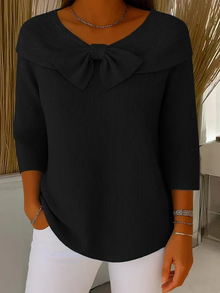Tessa - Elegante gebreide top met strikdetail voor dames