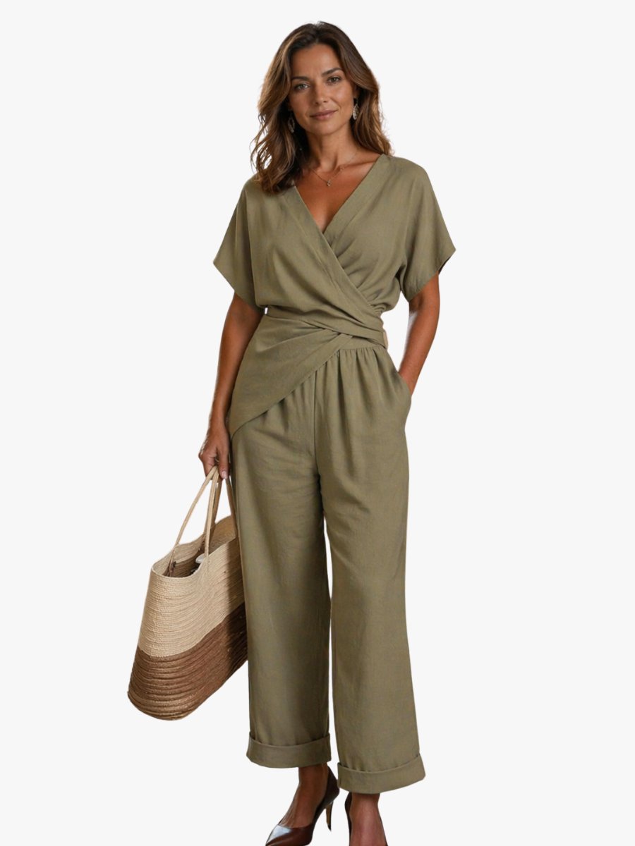 Wies - Elegante drapé tweedelige set voor dames
