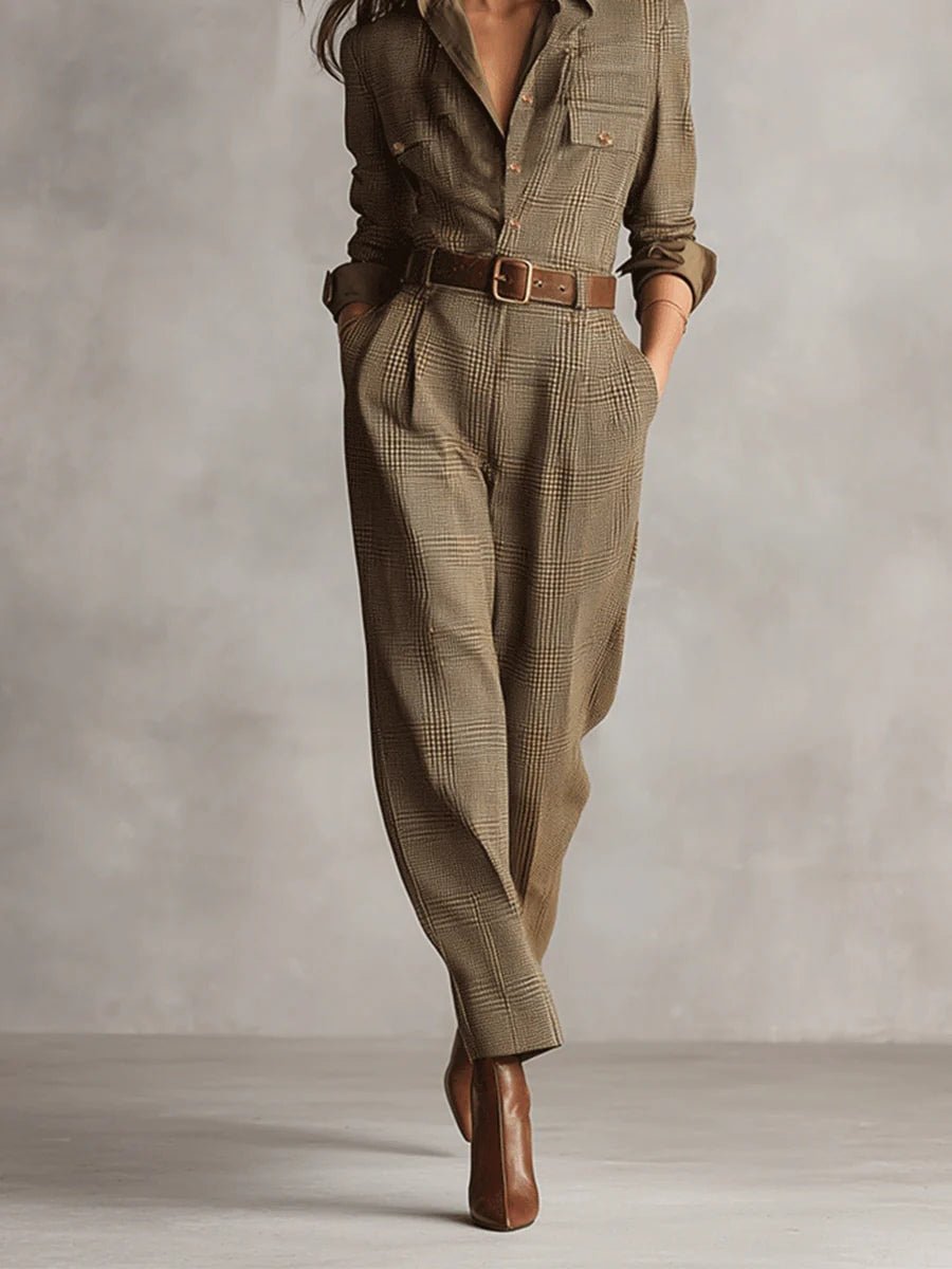 Wies - Klassieke geruite utility jumpsuit voor dames