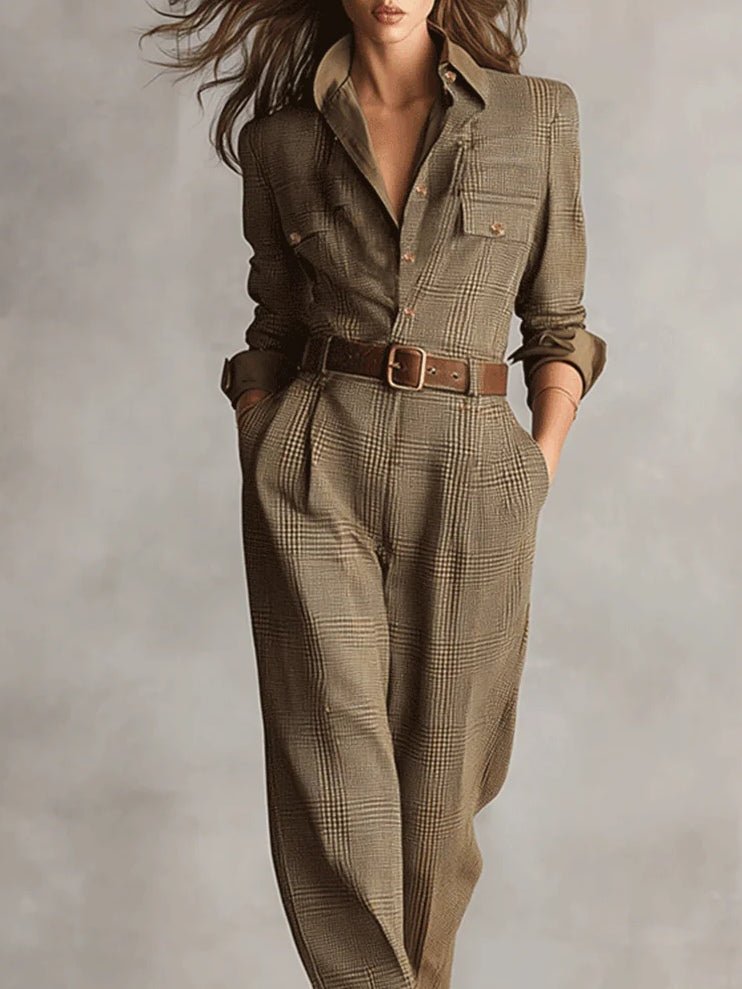 Wies - Klassieke geruite utility jumpsuit voor dames