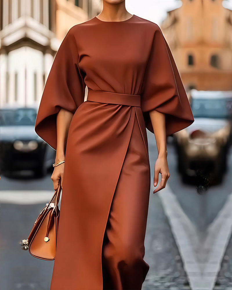 Ruby - Elegante midi jurk met ceintuur voor dames
