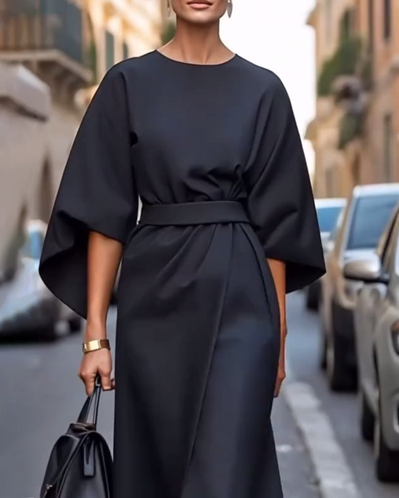 Ruby - Elegante midi jurk met ceintuur voor dames