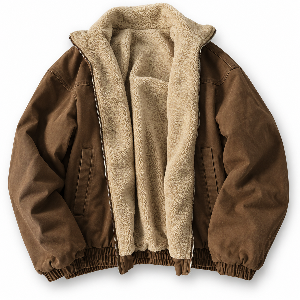 Noud - Warme vintage bombervest met teddykraag voor heren