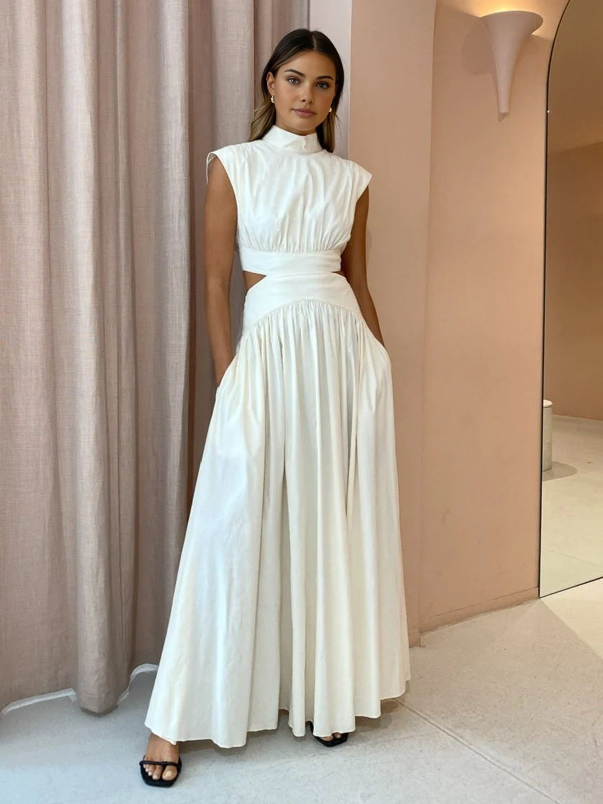 Violet - Elegante plissé maxi jurk voor dames