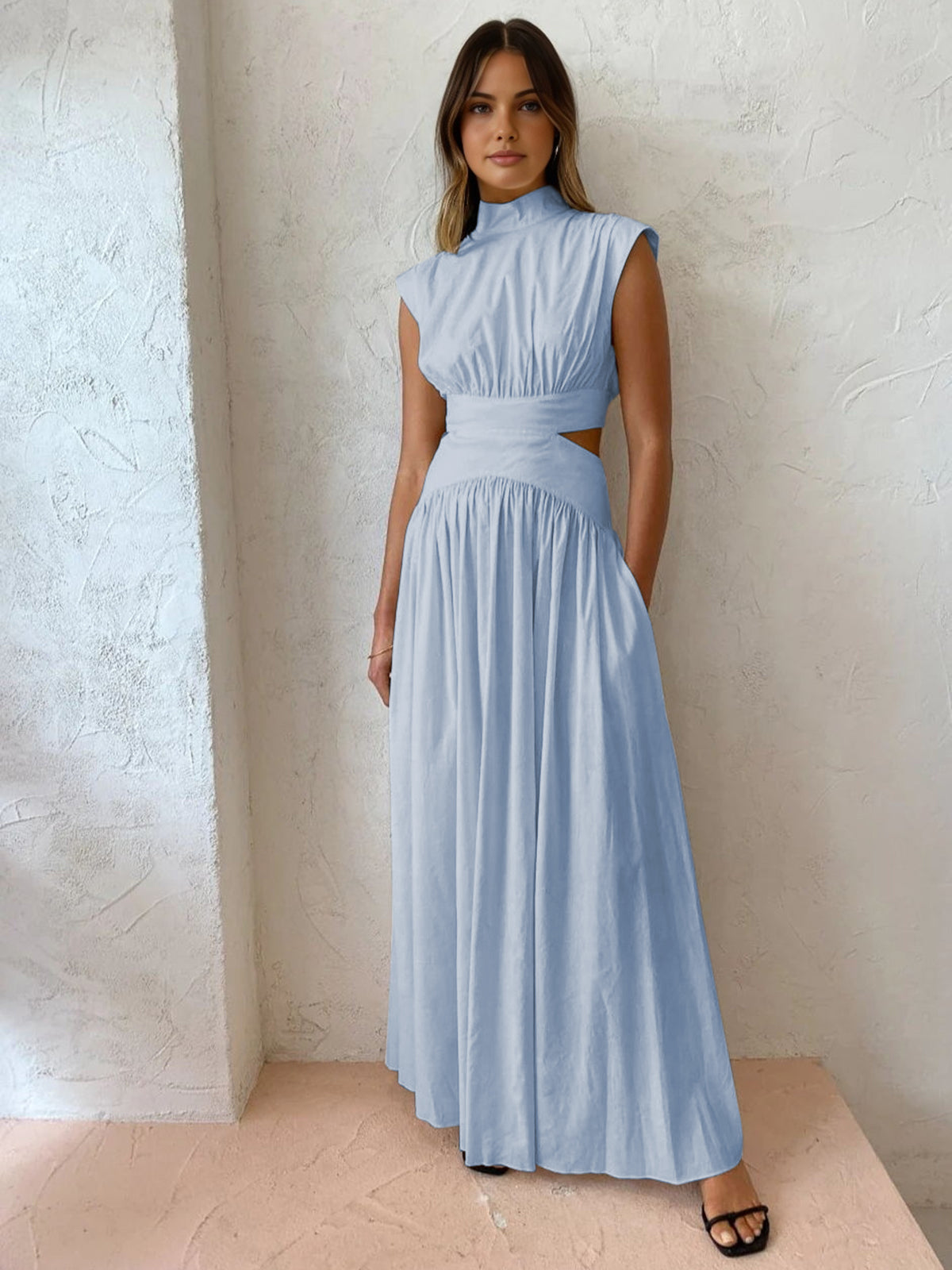 Violet - Elegante plissé maxi jurk voor dames