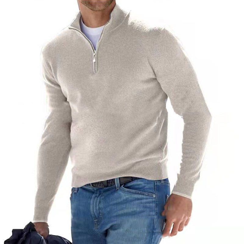Bas - Gebreid quarterzip trui voor heren