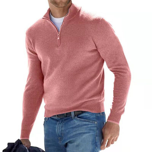 Guus - Stijlvolle half-zip trui met opstaande kraag voor heren