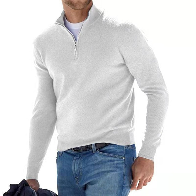 Guus - Stijlvolle half-zip trui met opstaande kraag voor heren