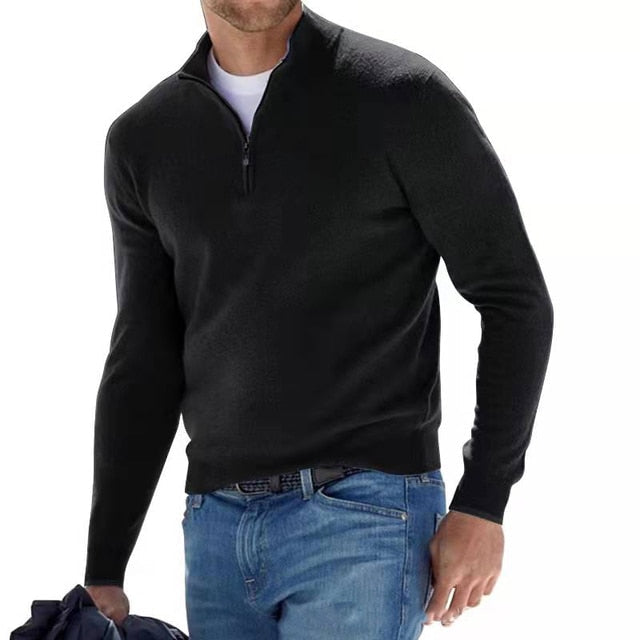 Guus - Stijlvolle half-zip trui met opstaande kraag voor heren