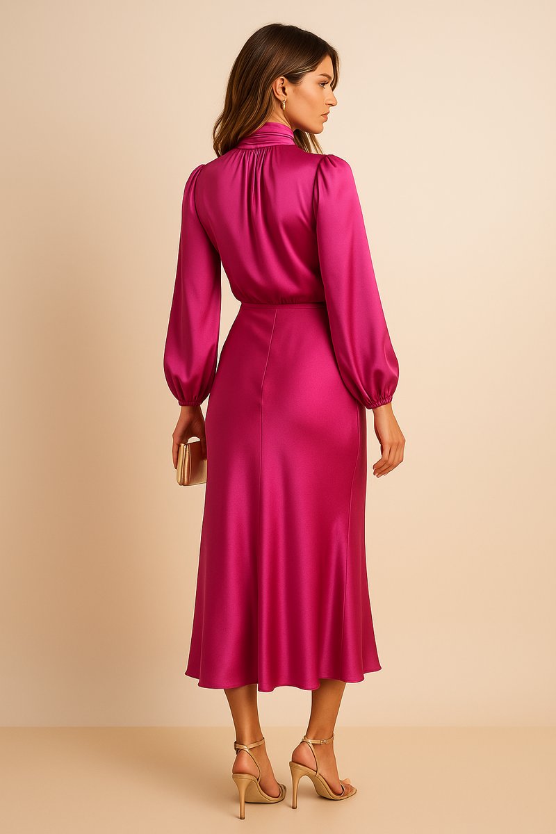 Lily - Stijlvolle midi jurk met lange mouwen voor dames