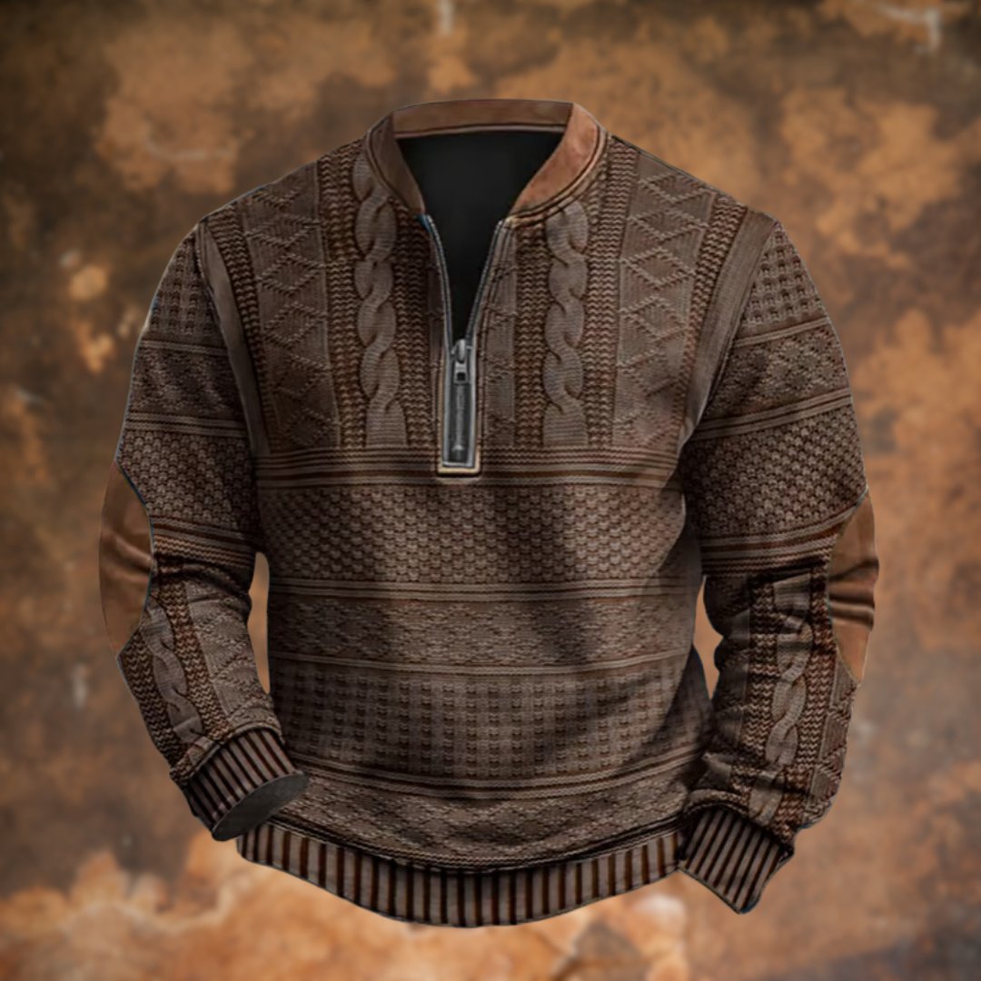 Dirk - Vintage gebreide sweater met rits voor heren
