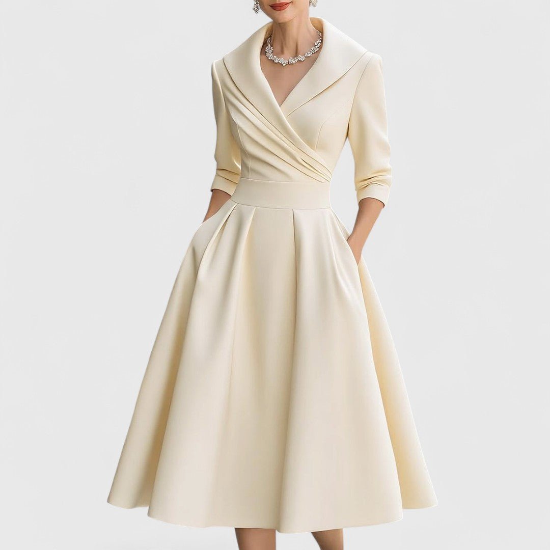 Elza - Elegante midi jurk met overslaghals voor dames