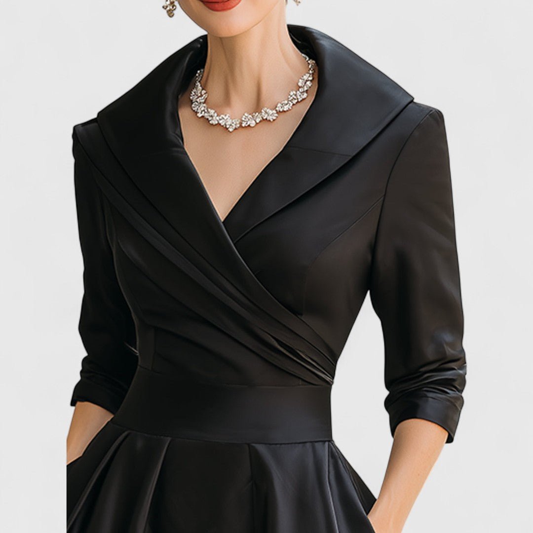 Elza - Elegante midi jurk met overslaghals voor dames