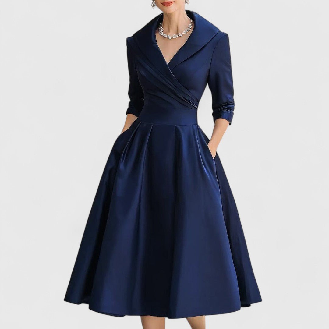Elza - Elegante midi jurk met overslaghals voor dames