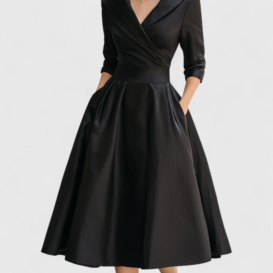 Elza - Elegante midi jurk met overslaghals voor dames