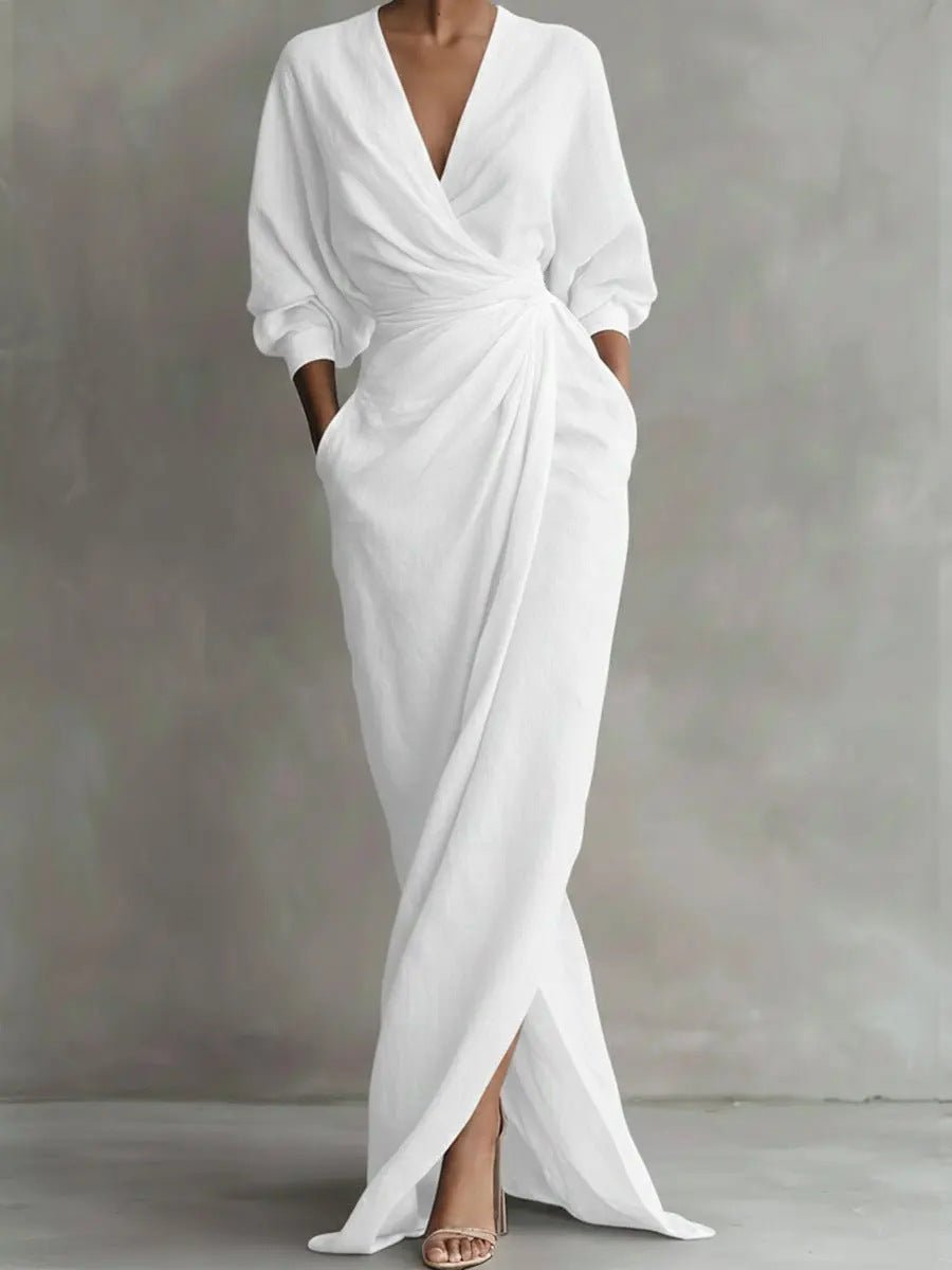 Evi - Elegante maxi jurk met draai-omslag taille voor dames