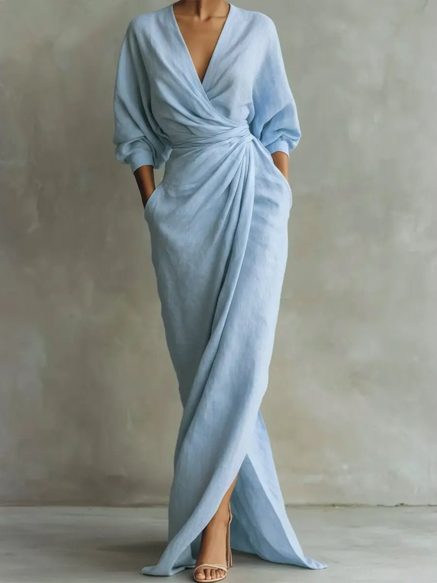 Evi - Elegante maxi jurk met draai-omslag taille voor dames
