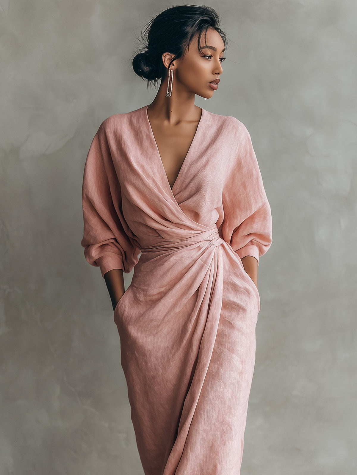 Evi - Elegante maxi jurk met draai-omslag taille voor dames