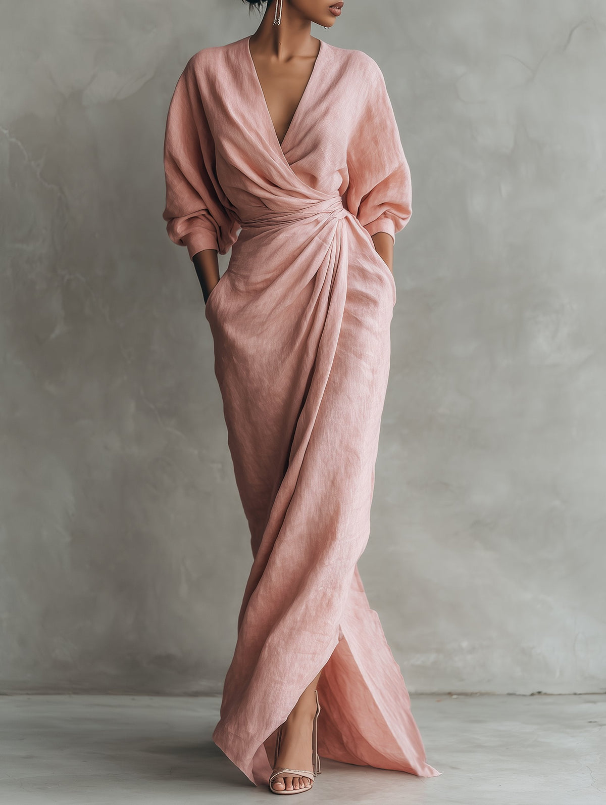 Evi - Elegante maxi jurk met draai-omslag taille voor dames