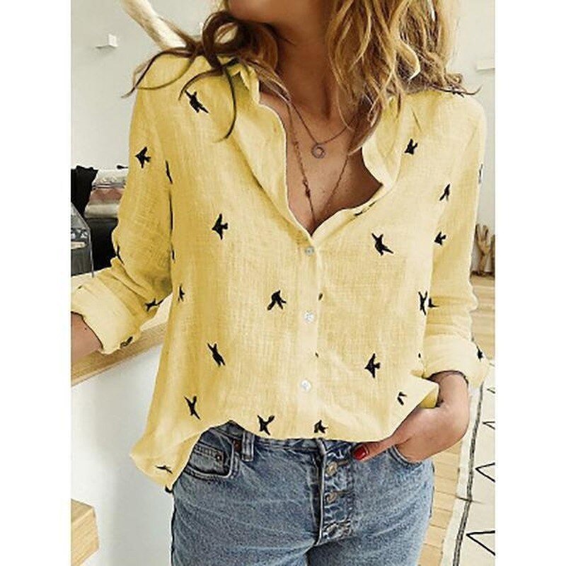 Agnes - Luchtige casual blouse met vogelprint voor dames