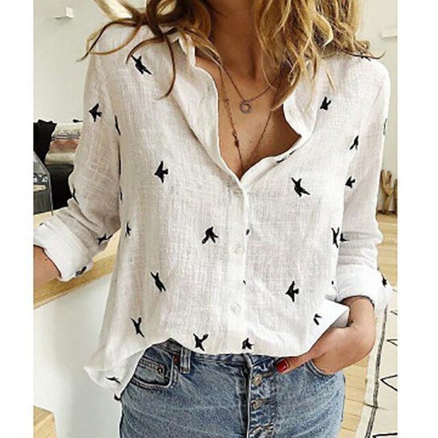 Agnes - Luchtige casual blouse met vogelprint voor dames
