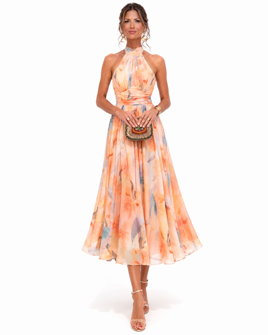 Femke - Elegante bloemenpatroon chiffonjurk voor dames