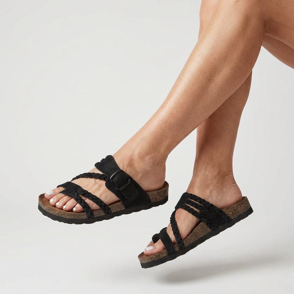 Femke - Gevlochten kurk sandalen voor dames