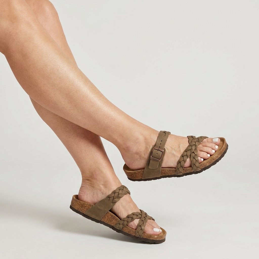 Femke - Gevlochten kurk sandalen voor dames