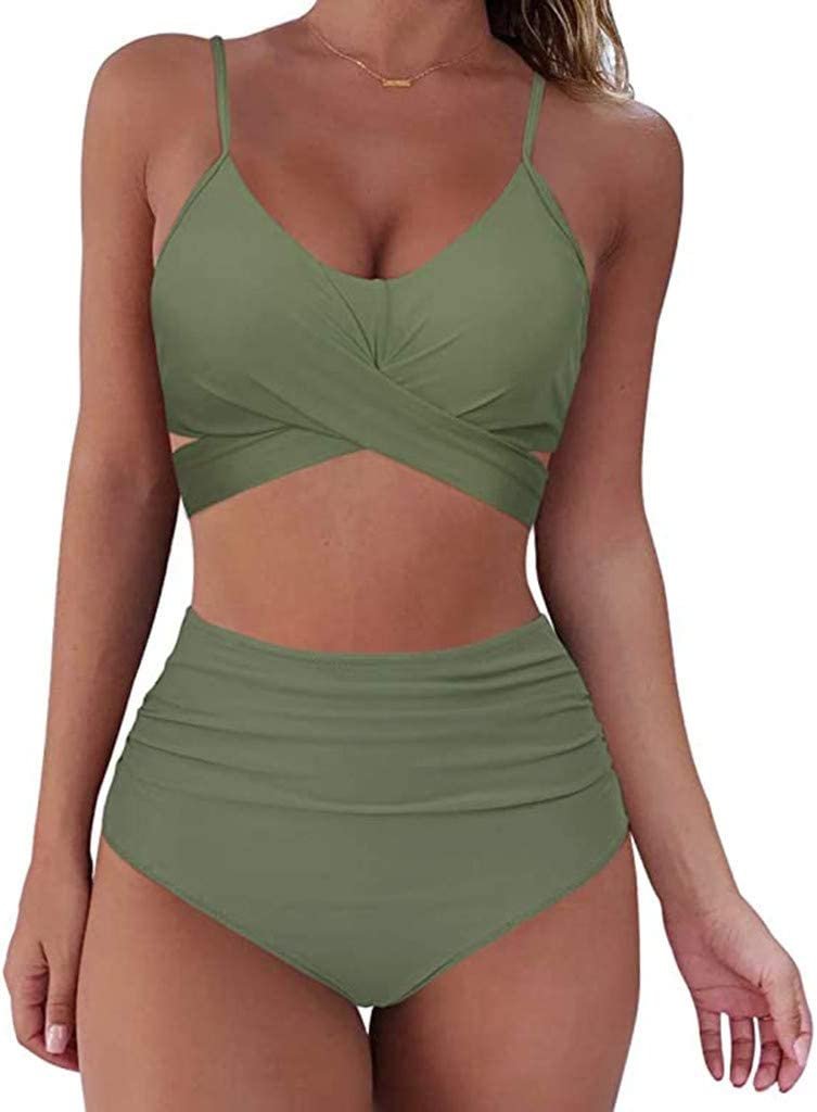 Fleur - Kleurrijke high waist damesbikini met crossover top