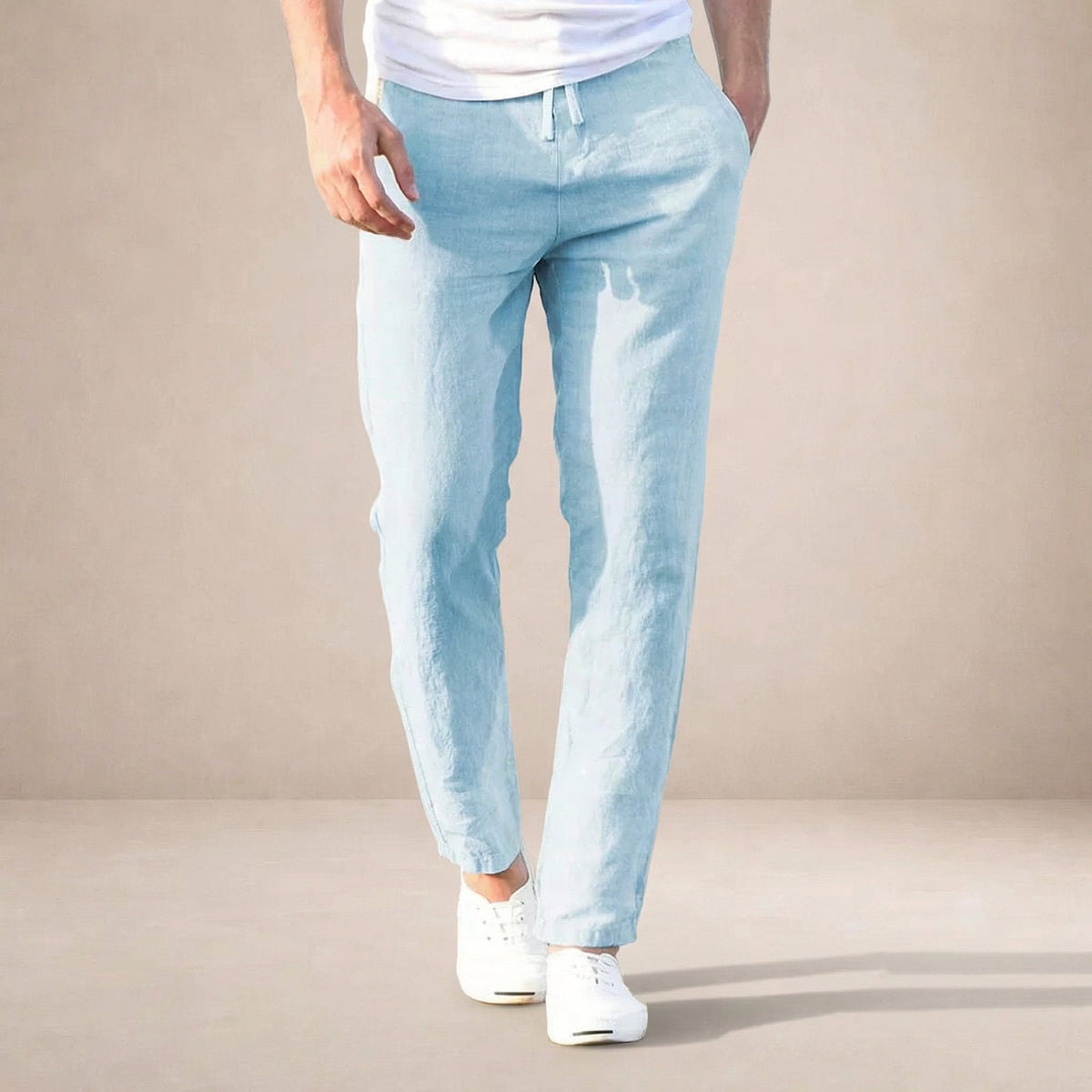 Cristian - Luchtige linnen zomerbroek met elastische taille voor heren