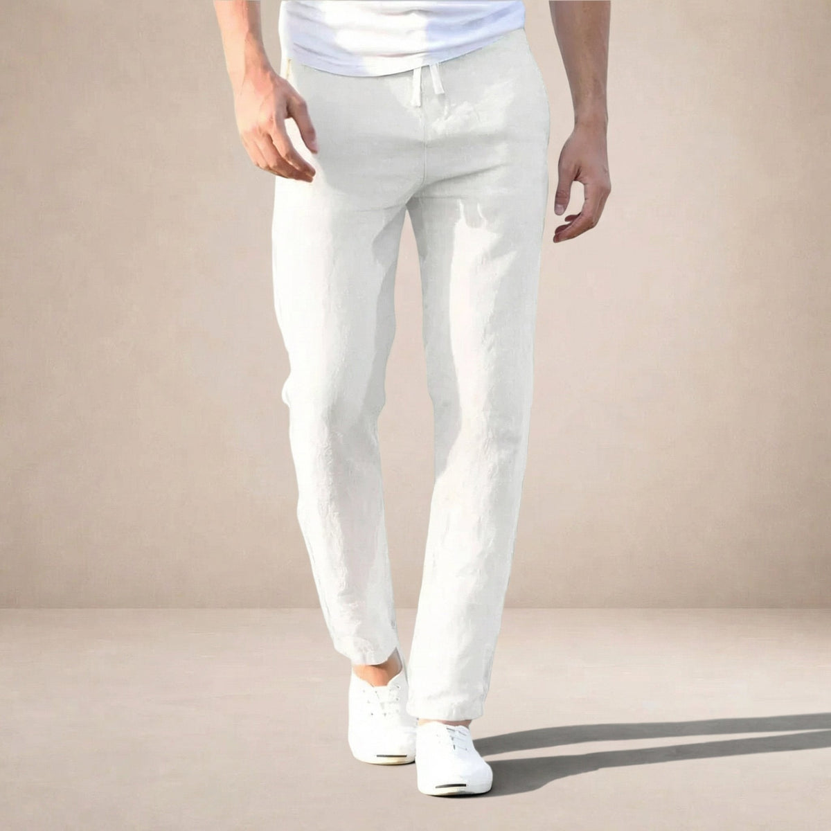 Cristian - Luchtige linnen zomerbroek met elastische taille voor heren