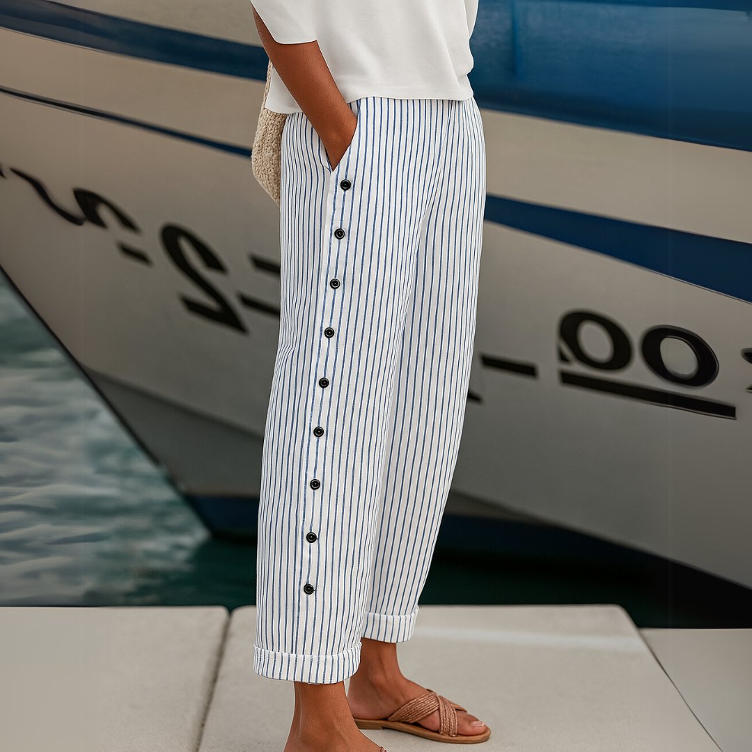 Greet - Comfortabele gestreepte casual broek voor dames