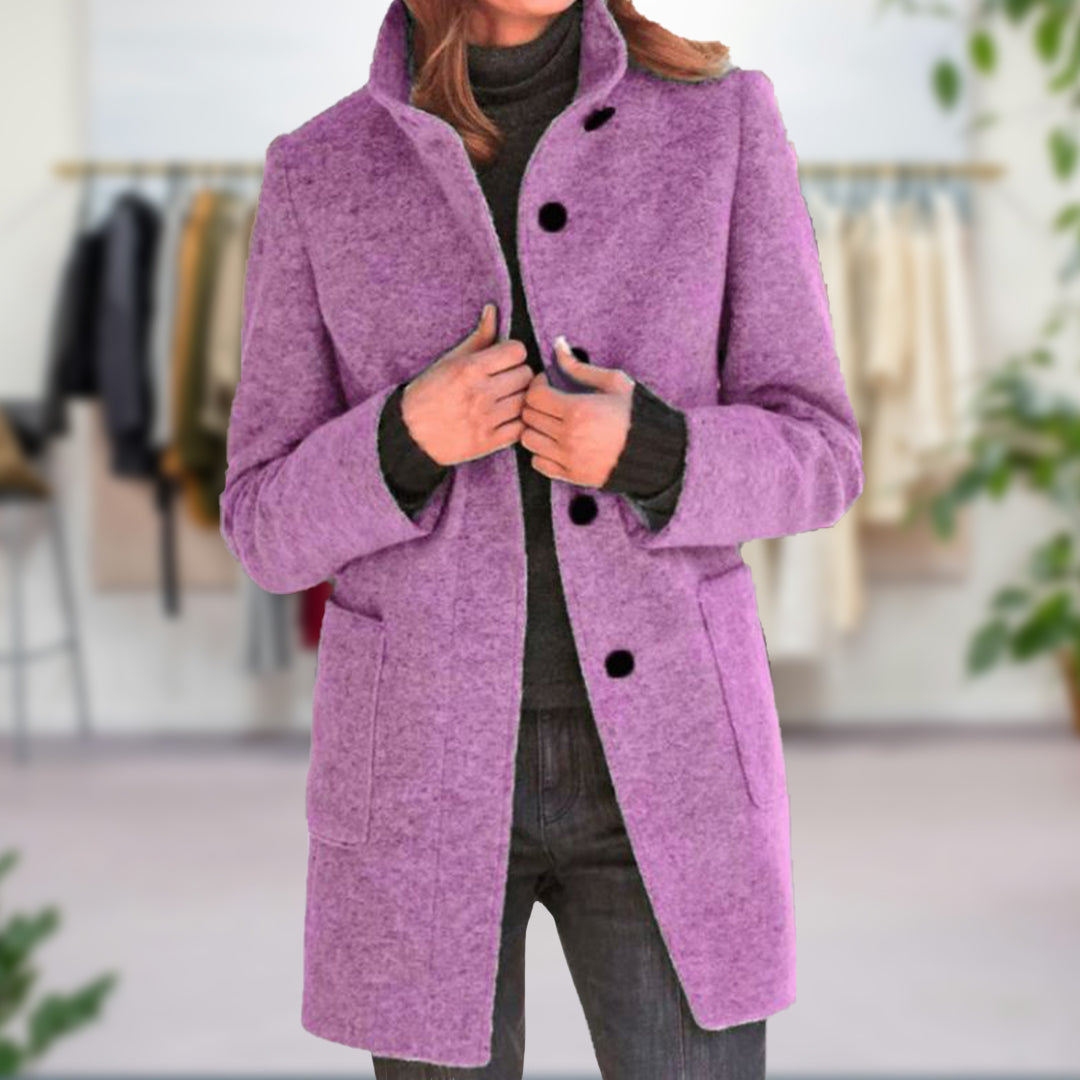 Suus - Elegante lange mantel met opstaande kraag voor dames
