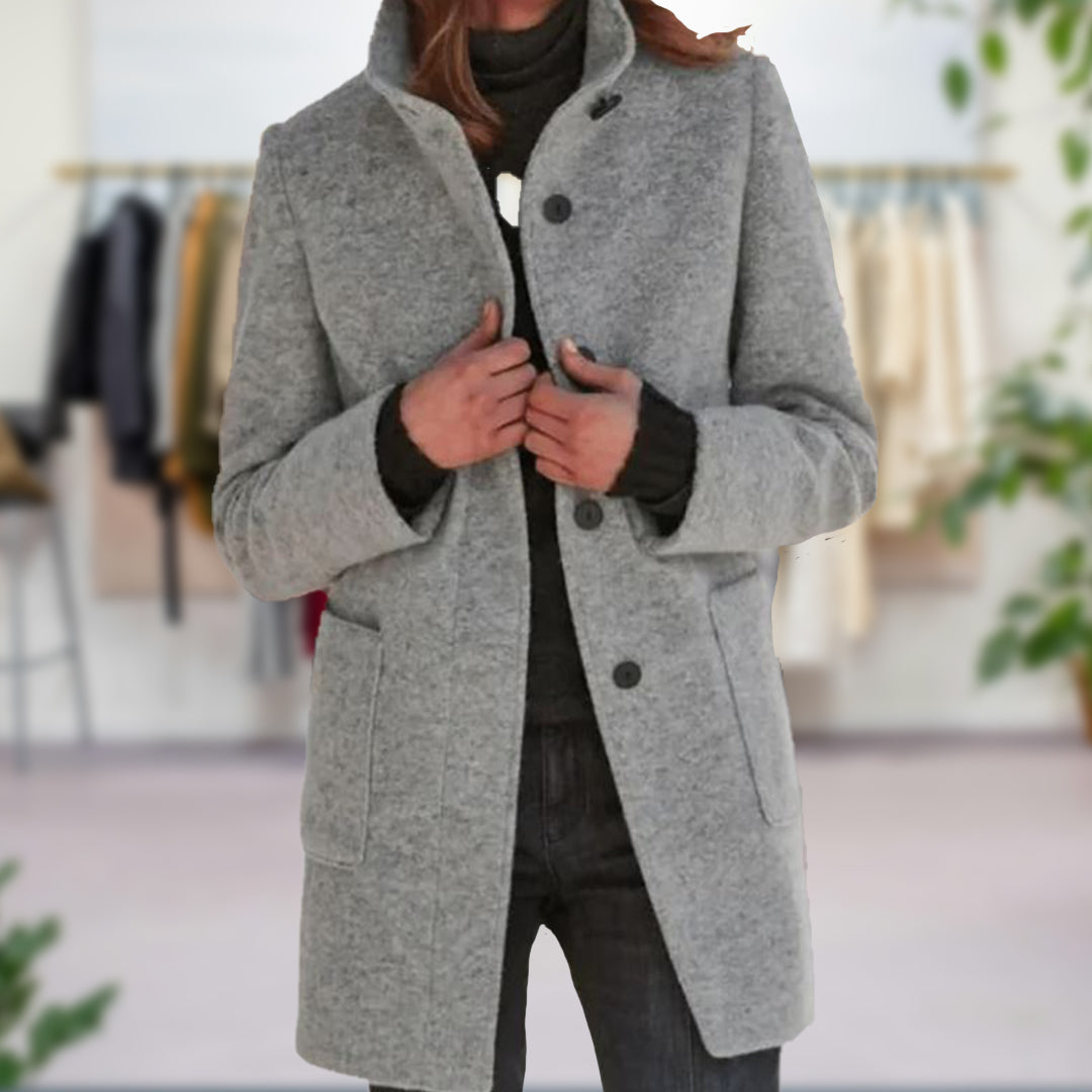 Suus - Elegante lange mantel met opstaande kraag voor dames
