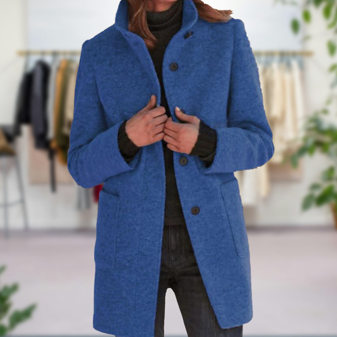 Suus - Elegante lange mantel met opstaande kraag voor dames