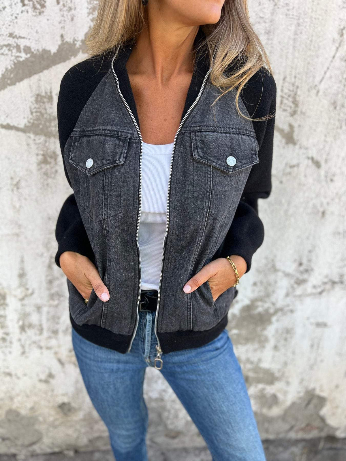 Janne - Stijlvolle denim jack met capuchon voor dames