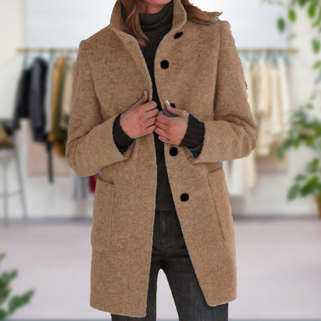 Suus - Elegante lange mantel met opstaande kraag voor dames