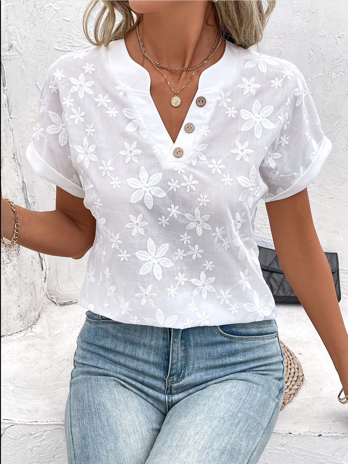 Jolien - Elegante bloemenblouse met V-hals voor dames