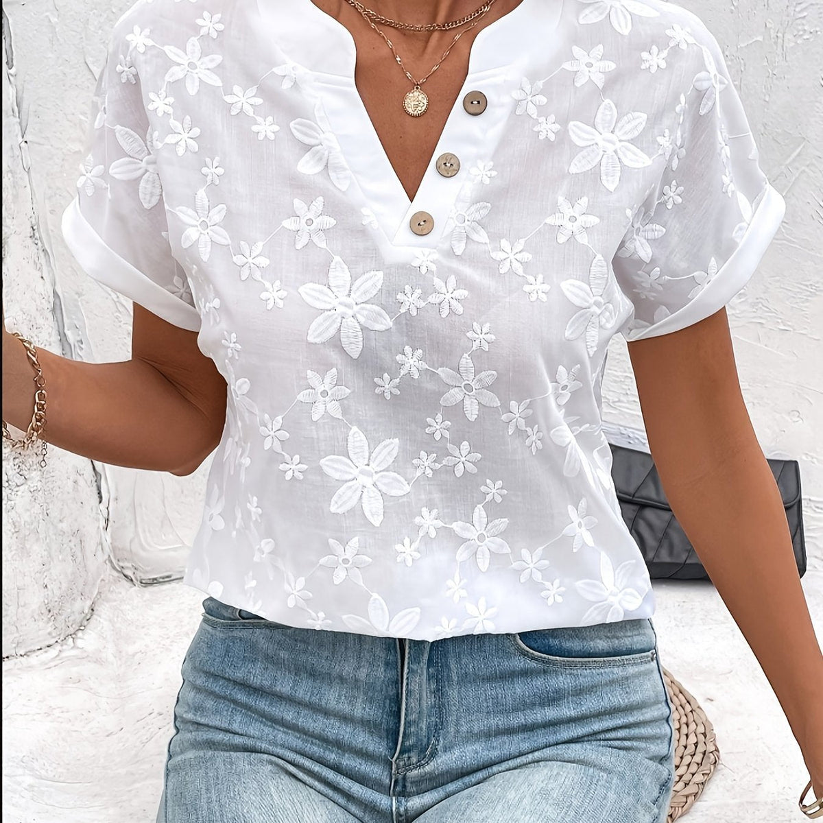 Jolien - Elegante bloemenblouse met V-hals voor dames