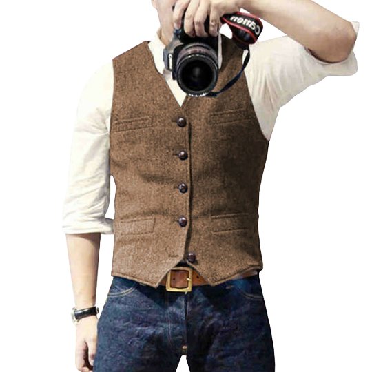 Hidde - Stijlvol denim gilet met knopen voor heren