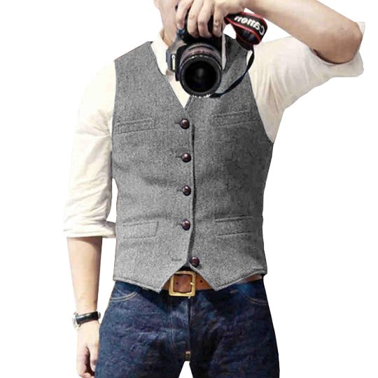 Hidde - Stijlvol denim gilet met knopen voor heren
