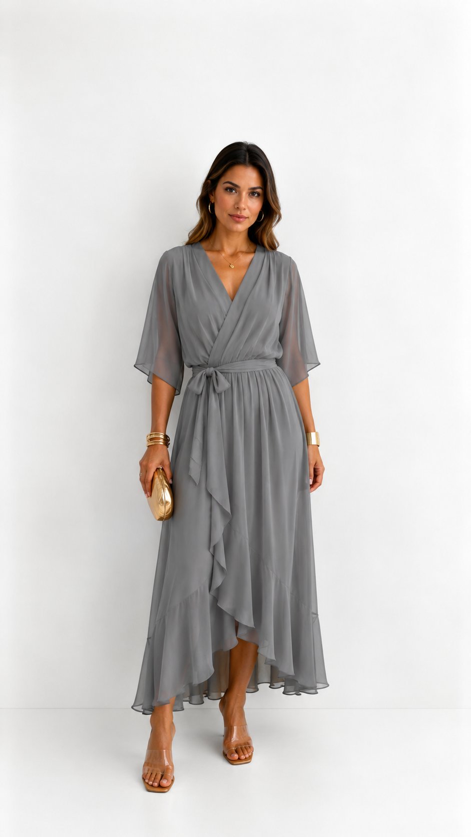 Hannah - Elegante chiffon vouwjurk voor dames
