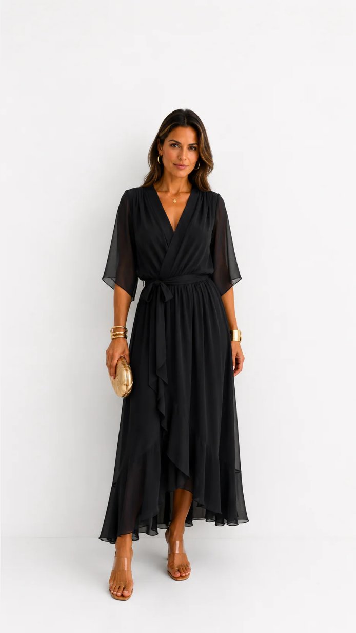 Hannah - Elegante chiffon vouwjurk voor dames
