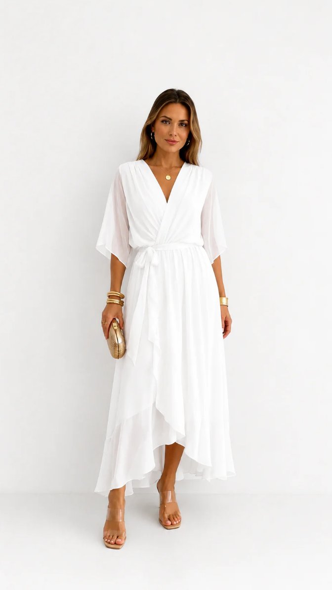Hannah - Elegante chiffon vouwjurk voor dames