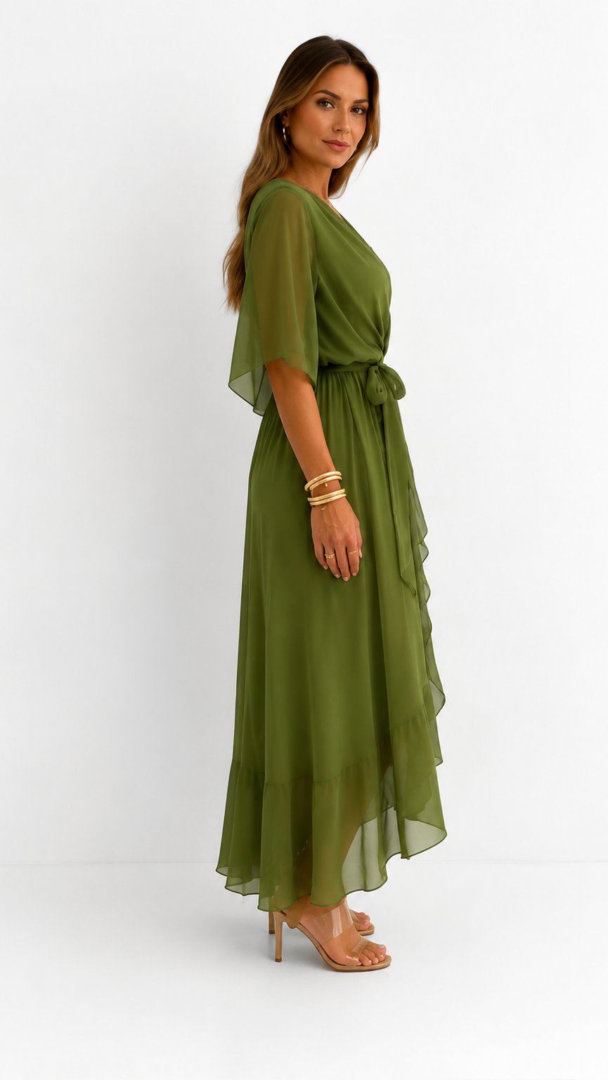 Hannah - Elegante chiffon vouwjurk voor dames