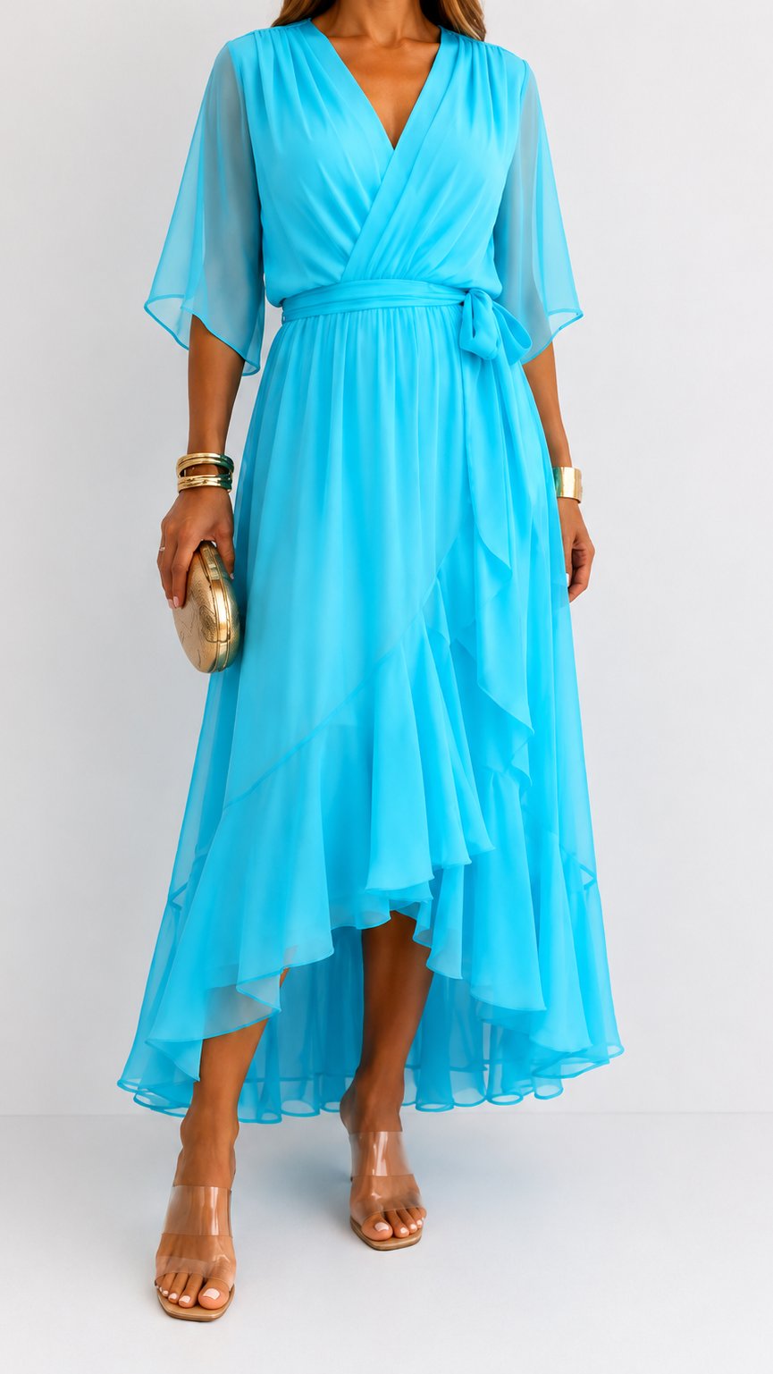 Hannah - Elegante chiffon vouwjurk voor dames